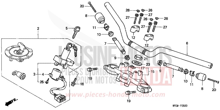 ROHRGRIFF/OBERE BRUECKE (1) von CB1300 Super Bold'or ABS RADIANT RED METALLIC (R218K) von 1999